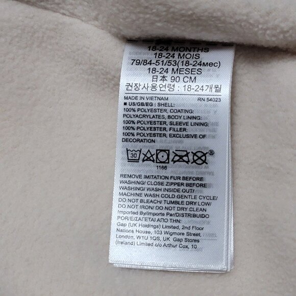 GAP Baby Girl Leopard Puffer Jacket 18-24 Months Primaloft Fleece Lined - Picture 6 of 6